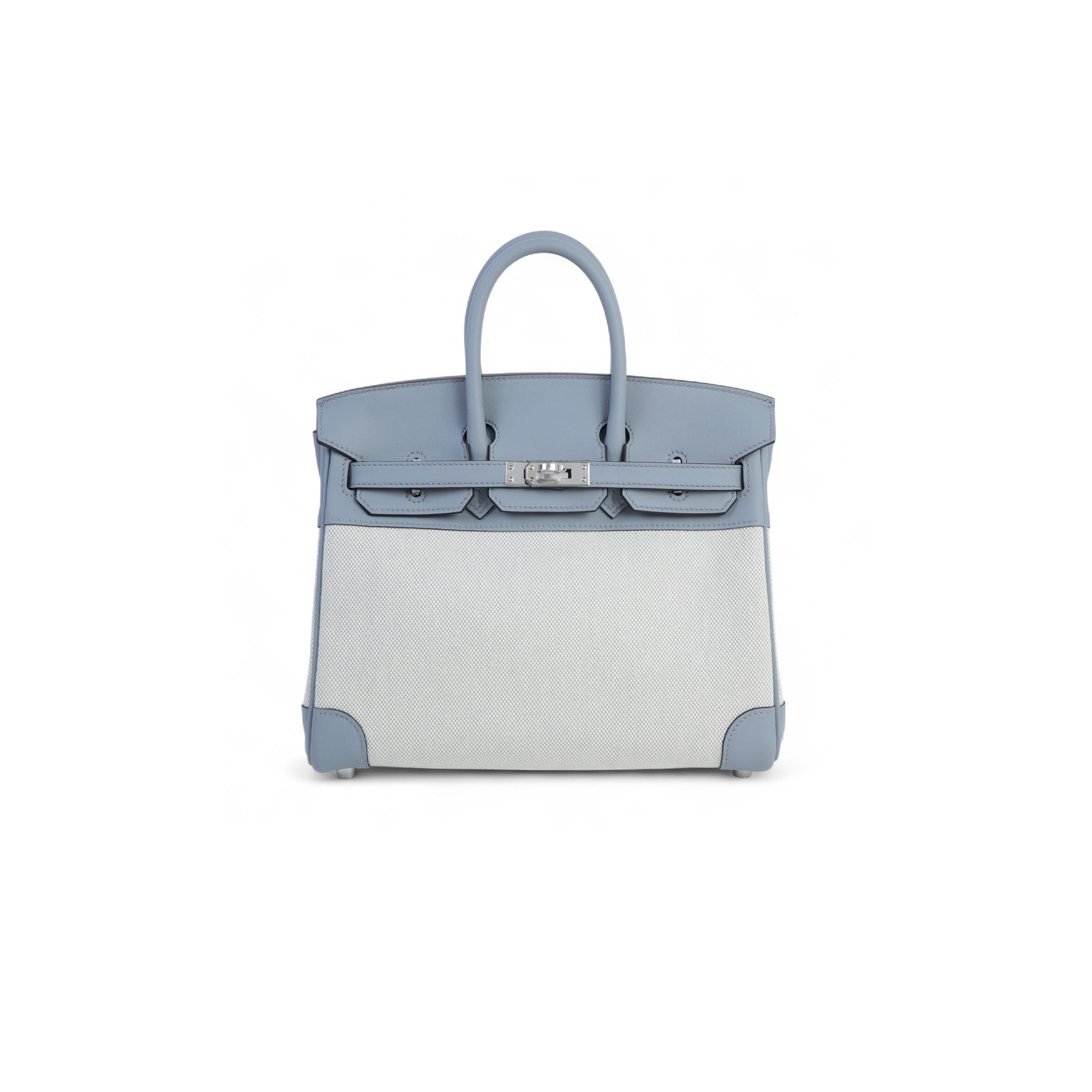 HERMES MASTER BIRKIN 25 BLEU GLACIER SWIFT AND TOILE H CANVAS PALLADIUM HARDWARE (25*20*13cm)